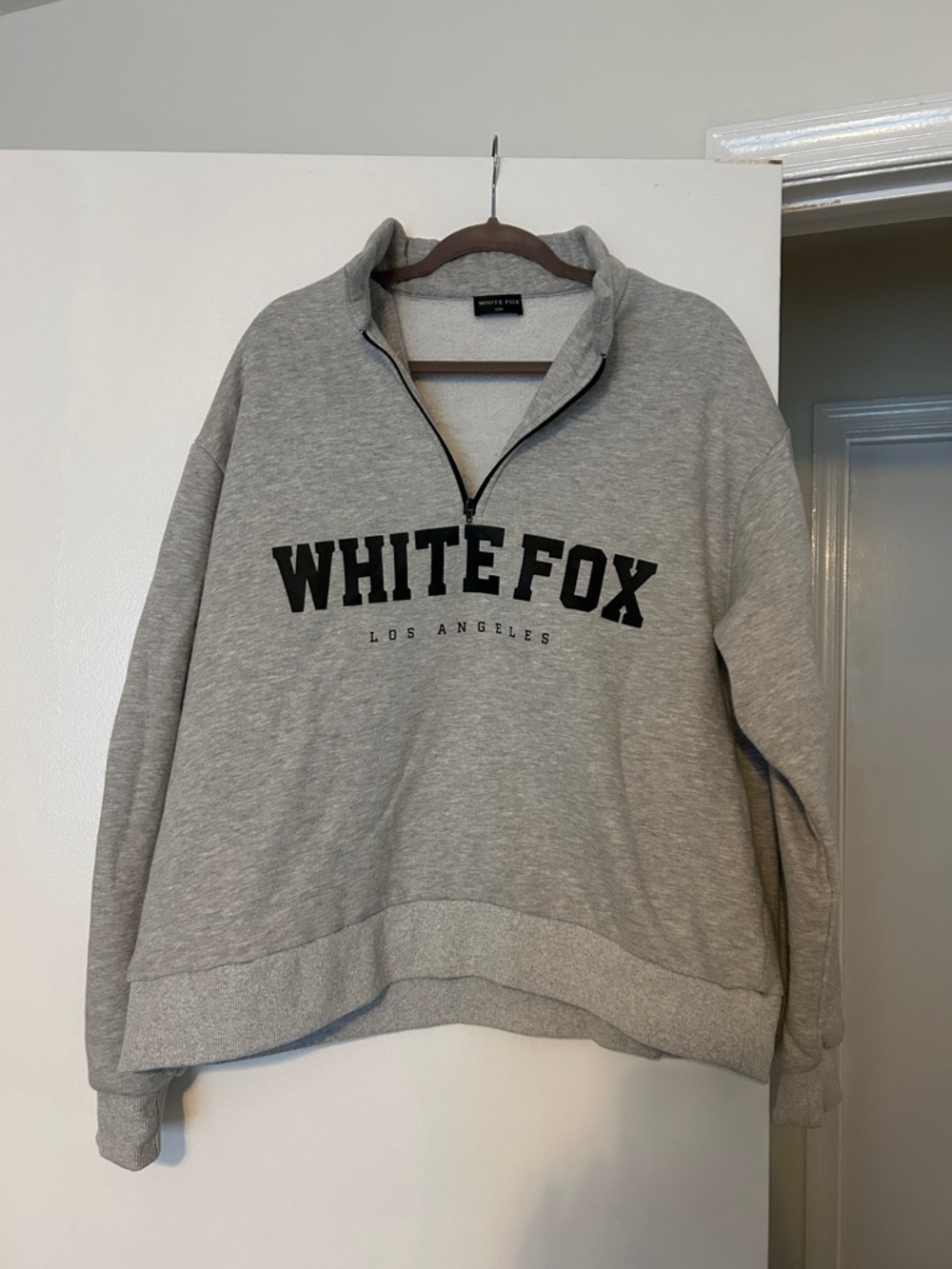 White Fox Boutique Gray Half-Zip Crewneck Sweatshirt
